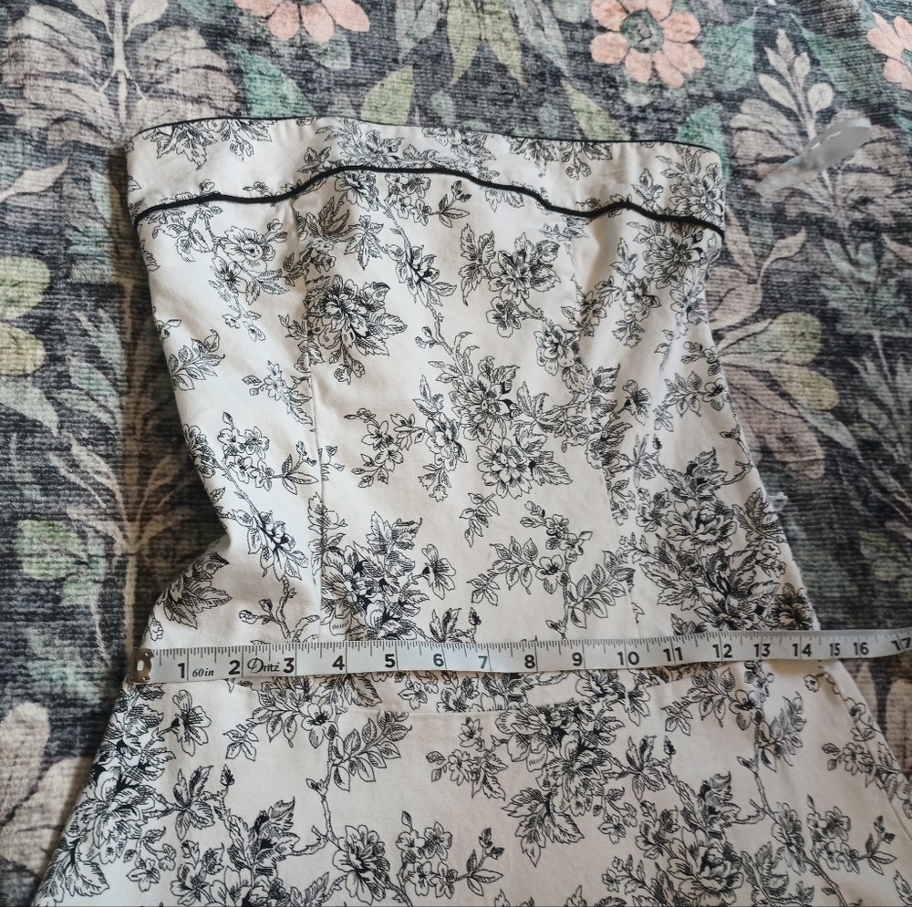 Vintage Studio Y Y2K Strapless Dress 9/10 Floral Drop Waist Coquette Romantic - Picture 10 of 12